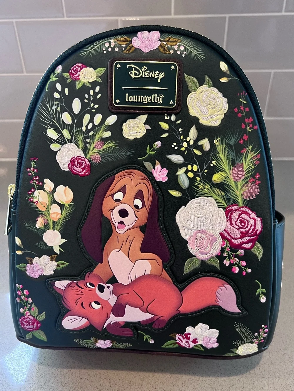 NWT Loungefly Disney The Fox and The Hound Copper & Todd Floral Mini Backpack